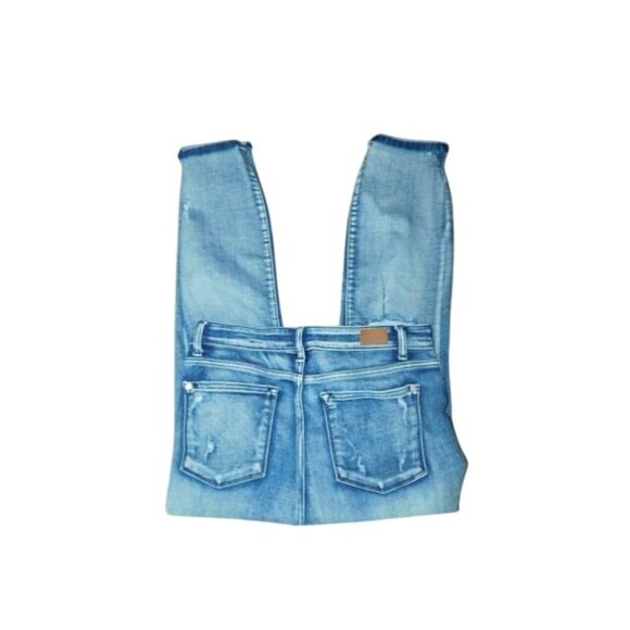 Judy Blue Size 11/ 30 Distressed STRETCH Boyfriend Fit Cropped Denim Jeans - Picture 2 of 2